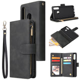 For HUAWEI P30 HUAWEI P30 lite HUAWEI P30 pro Multi-card Bracket Coin Wallet Zipper Mobile Phone PU Leather Phone Case  1 black