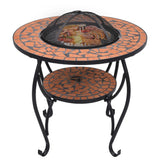 Mosaic Fire Pit Table Terracotta 26.8" Ceramic