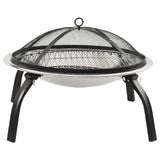 2-in-1 Fire Pit and BBQ with Poker 22"x22"x19.3" Stainless Steel