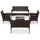 5 Piece Garden Lounge Set With Cushions Poly Rattan Brown