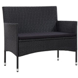 4 Piece Garden Lounge Set with Cushions Poly Rattan Black