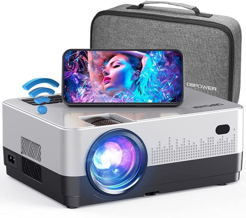 DBPOWER WiFi Projector, Upgrade 8500L Full HD 1080p Video Projector with Carry Case, Support iOS/Android Sync Screen, Zoom&Sleep Timer, 4.3' LCD Home Movie Projector Compatible w/Smart Phone/Laptop