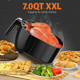 7-Quart Air Fryer; 6-in-1 Digital Toaster Oven with LCD Screen and Nonstick Fryer Basket; Black