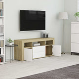 TV Cabinet White and Sonoma Oak 47.2"x11.8"x19.7" Chipboard