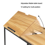 55'' Drawing Table with Adjustable Tiltable Tabletop Multi-Function Office Desk with Storage Shelves Large Computer Writing Desk Artist Craft Workstation for Painting