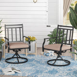 360-Degree Patio Swivel Chairs Set of 2 Outdoor Dining Chairs with Cushion for Lawn Backyard Balcony Poolside Bistro