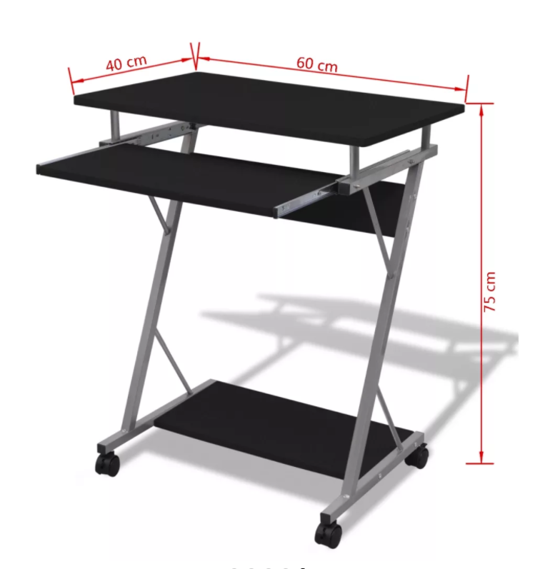 Computer Desk Pull Out Tray Black Furniture Office Student Table