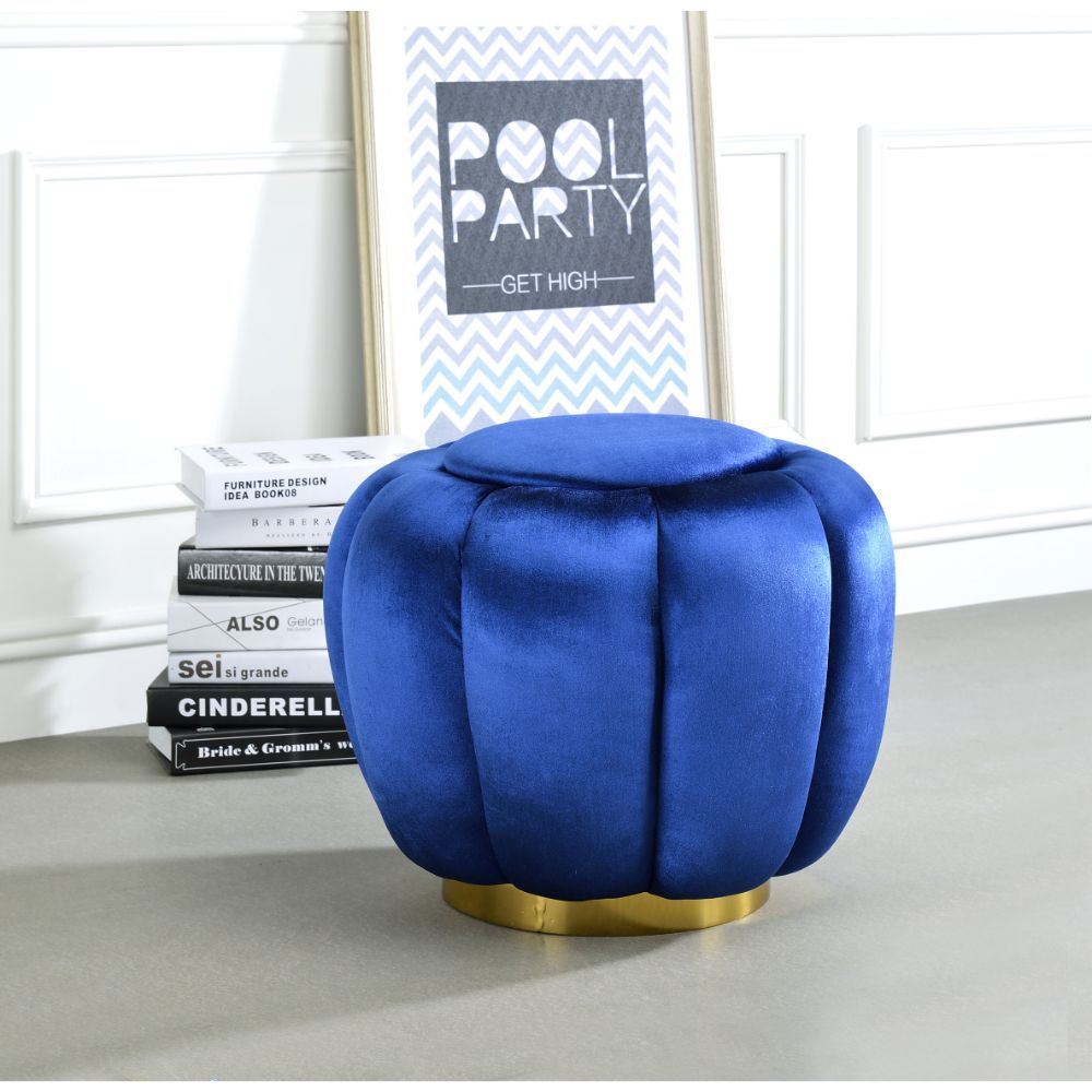 ACME Heiress Ottoman, Sapphire Blue Velvet YF