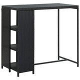 Bar Table with Storage Rack Black 47.2x23.6"x43.3" Poly Rattan"