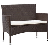 5 Piece Garden Lounge Set With Cushions Poly Rattan Brown