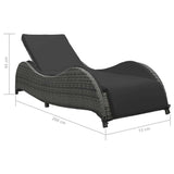 Sun Lounger with Cushion Poly Rattan Anthracite