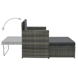 2 Piece Garden Lounge Set with Cushions Poly Rattan Gray