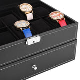 Gifts-Watch Box 20 Mens Case Glass Top Display Organizer Lockable  XH