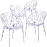 Specter Series Transparent Oval Shaped Stacking Side Chair with Artistic Pattern Design Clear