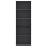 5-Tier Book Cabinet Gray 23.6"x9.4"x68.9" Chipboard