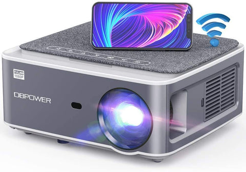 DBPOWER Native 1080P WiFi Projector, Upgrade 9500L Full HD Outdoor Movie Projector, Support 4D Keystone Correction, Zoom, PPT, 300" Portable Mini Video Projector Compatible w/Phone/Laptop/DVD/TV