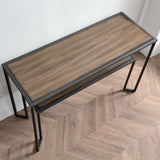 Modern Industrial Style Rectangular Wood Grain Top Coffee Table, Accent Furniture for Living Room w/Metal Frame