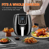 7-Quart Air Fryer; 6-in-1 Digital Toaster Oven with LCD Screen and Nonstick Fryer Basket; Black