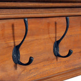 Wall Mounted Coat Rack 39.4"x3.94"x7.9" Black Solid Teak Wood