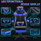 Gaming Chair with Footrest; Massage High Back Office Chair with Headrest and Lumbar Support; Ergonomic Swivel Game Chair for Adult Kids