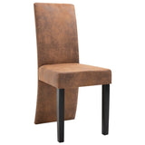 Dining Chairs 4 pcs Brown Faux Suede Leather