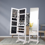 Full Mirror Makeup Mirror Cabinet 2 Drawers 5 Layers Storage Cabinet, Jewelry Mirror Cabinet White