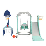 Children Slide Swing Set, 5-in-1 Combination Activity Center Freestanding Slides Playset for Kids Indoor