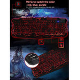 3 Colors Crack Illuminated LED Backlight USB Multimedia PC Gaming Keyboard A878