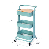 QW Movable Storage Utility Rolling Cart, Rolling End Table for Organization, Fit for Office Home and Kitchen, Cream