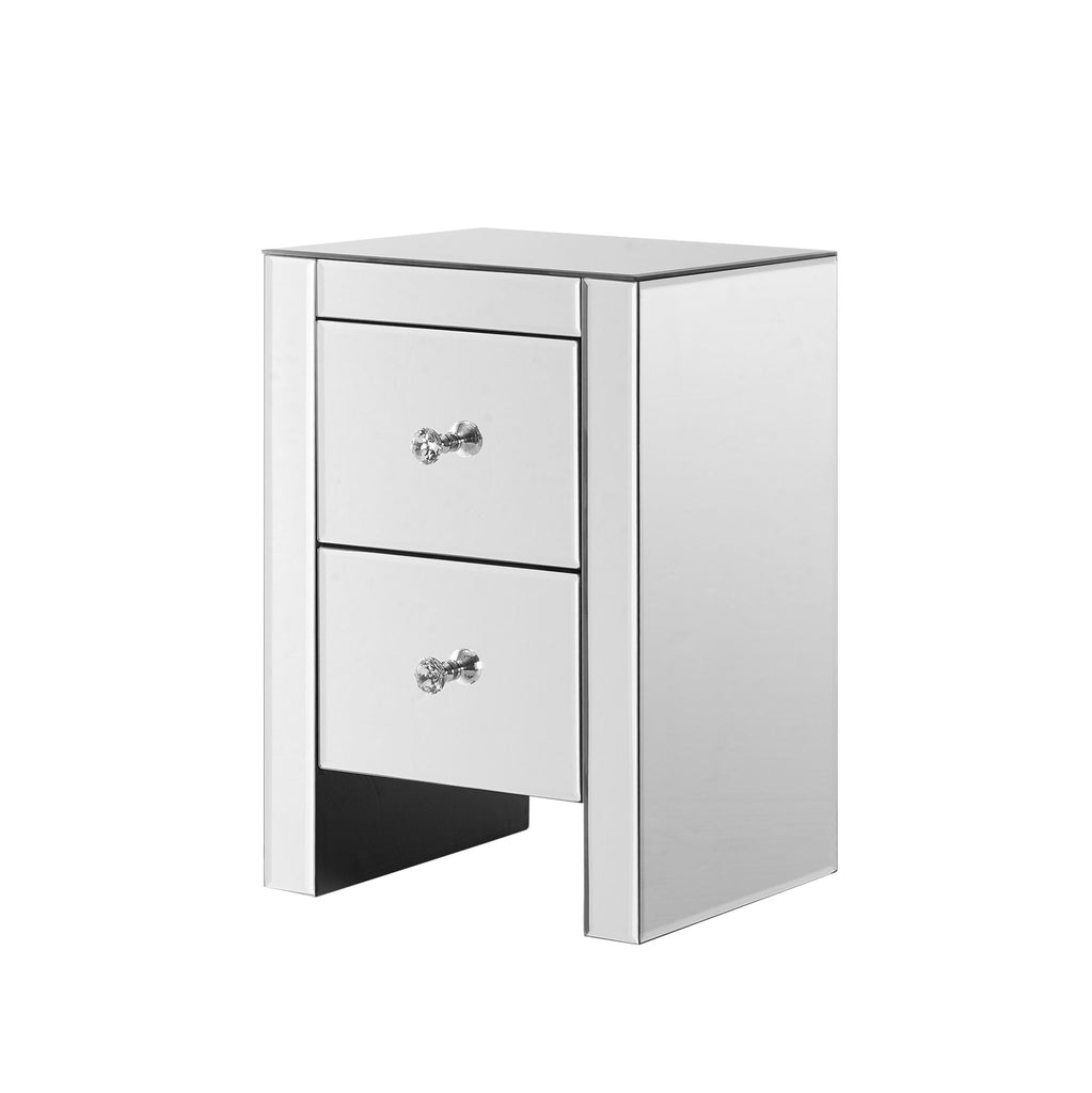 Mirrored Nightstand End Tables with 2/3/4-Drawer, Silver, Mirror Accent Side Table for Bedroom, Living Room