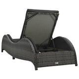 Sun Lounger with Cushion Poly Rattan Anthracite