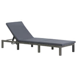 Sun Lounger with Cushion Poly Rattan Anthracite