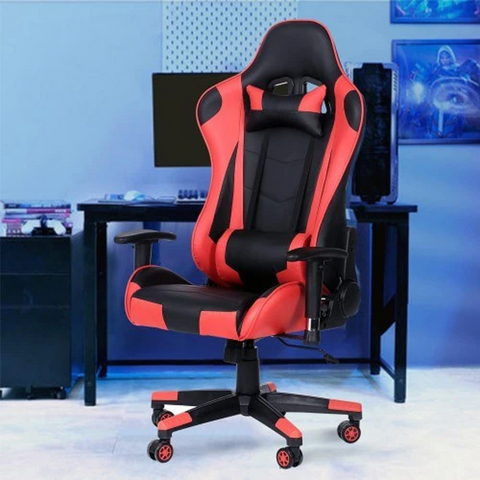 Free shipping Gaming Chair Office Chair High Back Computer Chair PU Leather Desk Chair PC Racing Executive Ergonomic Adjustable Swivel Task Chair with Headrest and Lumbar Support