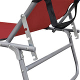 Folding Sun Lounger with Canopy Red Aluminium