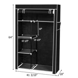 64" Portable Closet Storage Organizer Wardrobe Clothes Rack with Shelves Black RT