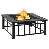 Garden Fire Pit with Poker 31.9"x31.9"x18.5" XXL Steel