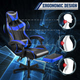 Gaming Chair with Footrest; Massage High Back Office Chair with Headrest and Lumbar Support; Ergonomic Swivel Game Chair for Adult Kids