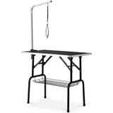 Dog/cat grooming table adjustable height -32 "dry table with double loop/mesh tray, up to 220 LBS black