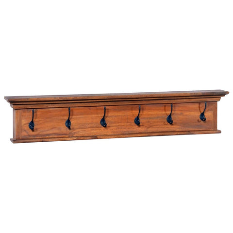 Wall Mounted Coat Rack 39.4"x3.94"x7.9" Black Solid Teak Wood