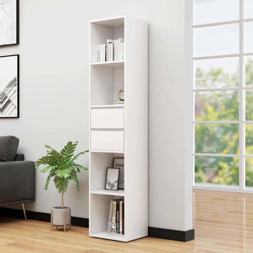 Book Cabinet White 14.2"x11.8"x67.3" Chipboard