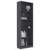 5-Tier Book Cabinet Gray 23.6"x9.4"x68.9" Chipboard