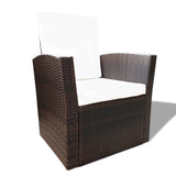 4 Piece Garden lounge set with Cushions Poly Rattan Brown