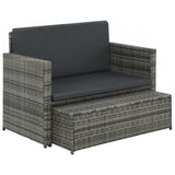 2 Piece Garden Lounge Set with Cushions Poly Rattan Gray