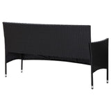 3-Seater Garden Sofa with Cushions Black Poly Rattan