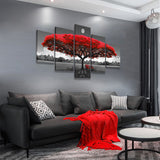 Canvas Wall Art Red Tree Wall Art with Moon Black and White Landscape