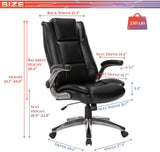 Office Chair High Back Leather Executive Computer Desk Chair - Flip-up Arms and Adjustable Tilt Angle Swivel Chair Thick Padding for Comfort and Ergonomic Design for Lumbar Support