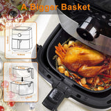 Air Fryer, Family Electric Oilless Hot Air Fryer Oven, Oilless Stainless Steel Oven with Non-Stick Basket and Rack, Touch Screen