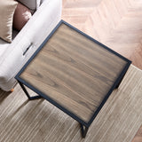 Industrial Coffee Table  Square Cocktail Table for Living Room Sofa Table with Metal Frame