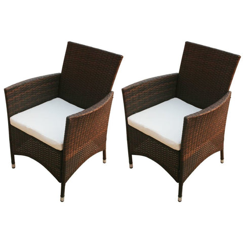 Garden Chairs 2 pcs Poly Rattan Brown