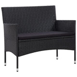 5 Piece Garden Lounge Set With Cushions Poly Rattan Black